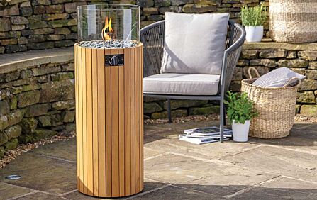 Pacific Lifestyle Cosiscoop Pillar Teak Fire Lantern