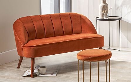 Pacific Lifestyle Portofino Tobacco Velvet Sofa with Walnut Effect Legs