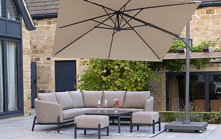 Pacific Lifestyle Voyager T2 2.7mt Square Champagne Free Arm Parasol & 90kg Wheeled Granite Base Pacific Lifestyle Voyager T2 2.7mt Square Champagne Free Arm Parasol & 90kg Wheeled Granite Base