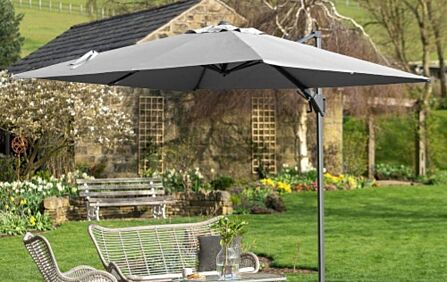 Platinum Voyager T2 2.7m Cantilever Parasol Luna Grey With 90kg Wheeled Base