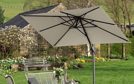 Platinum Voyager 3m x 2m Rectangular Champagne Free Arm Parasol & 90kg Wheeled Base