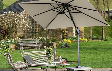 Pacific Lifestyle Voyager 3m x 2m Rectangular Champagne Free Arm Parasol & 90kg Wheeled Base Pacific Lifestyle Voyager 3m x 2m Rectangular Champagne Free Arm Parasol & 90kg Wheeled Base