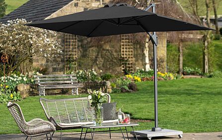 Pacific Lifestyle Voyager T1 3m x 2m Oblong Anthracite Parasol with 90kg Granite wheeled Base Pacific Lifestyle Voyager T1 3m x 2m Oblong Anthracite Parasol with 90kg Granite wheeled Base