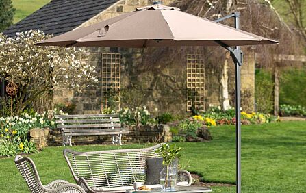 Platinum Voyager T1 3m Round Taupe Parasol with 90kg Granite Base