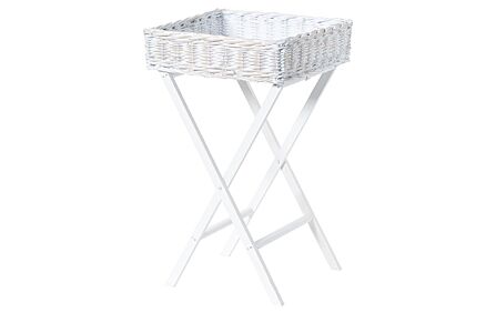 Hill Interiors Large White Wash Wicker Basket Butler Tray