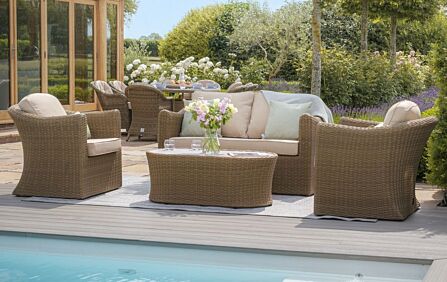 Maze Winchester Garden 2 Seat Sofa Set With Ceramic Glass Topped Table