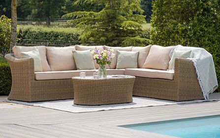 Winchester Large Garden Corner Sofa Set With Ceramic Glass Topped Coffee Table