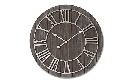 Hill Interiors Wooden Clock with Nickel Detail Hill Interiors Wooden Clock with Nickel Detail