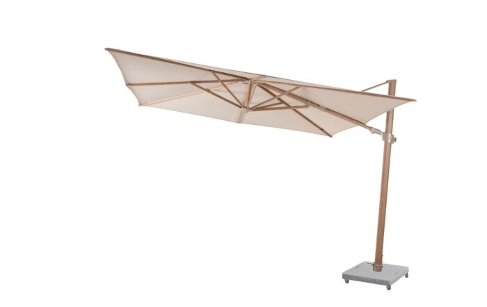 4 Seasons Outdoor Siesta Premium 3m Wood Effect Parasol with 125kg Wheeled Base - Sand