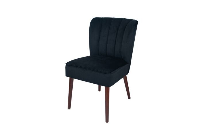 Pacific Lifestyle Ravenna Black Velvet Dining Chair Walnut Effect Legs