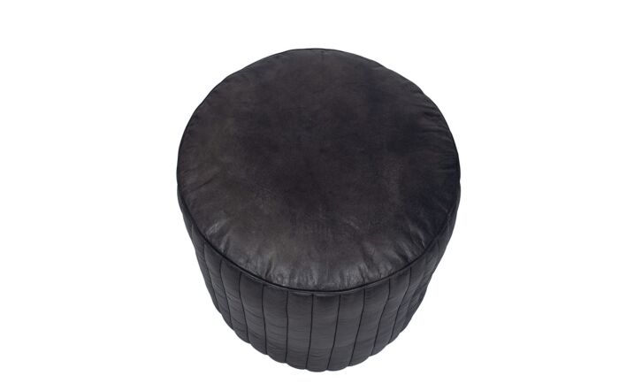 Pacific Lifestyle  Elia Steel Grey Leather Cylinder Pouffe
