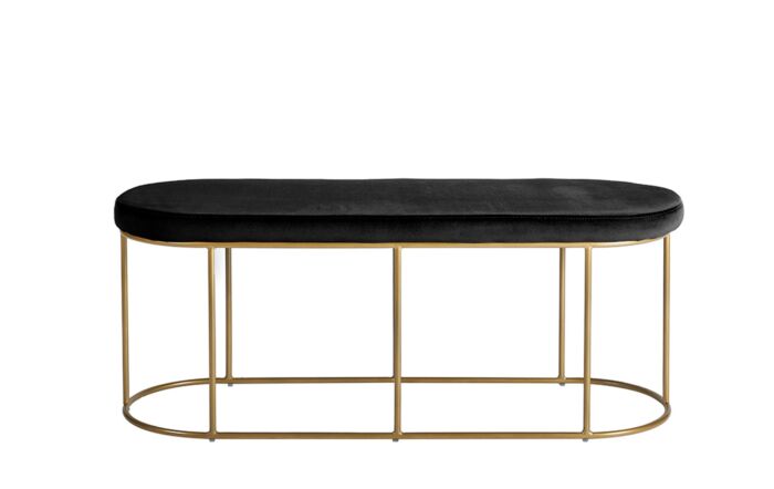 Pacific Lifestyle Nino Black Velvet Bench with Gold Metal Frame
