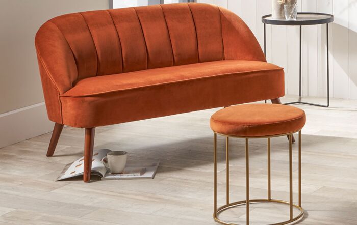 Pacific Lifestyle Verena Tobacco Velvet Stool with Gold Metal Frame