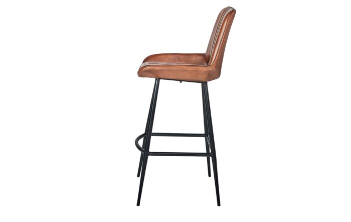 Pacific Lifestyle Angelo Vintage Brown Leather and Iron Retro Bar Stool