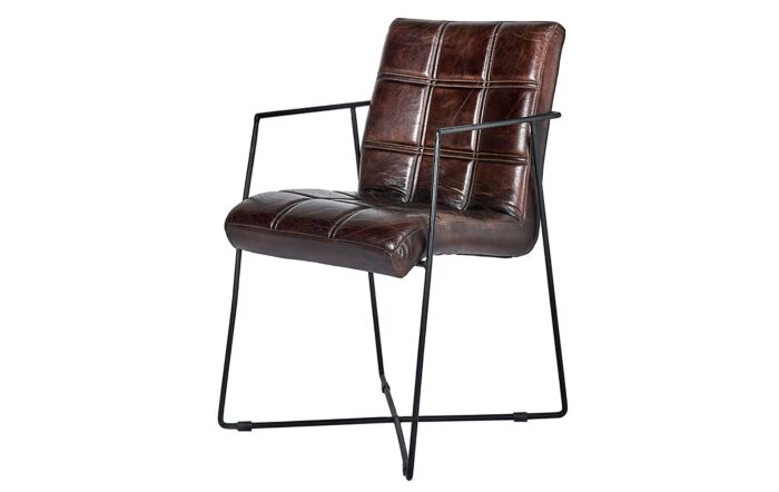 Pacific Lifestyle Graziano Mahogany Leather and Iron Arm Chair