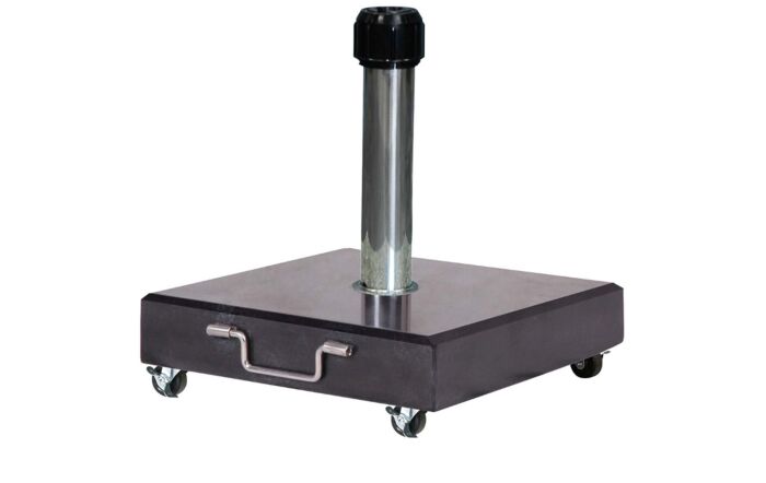 Pacific Lifestyle Riva Platinum Parasol - Grey 3 Metre with 40kg Black Granite Wheeled Base