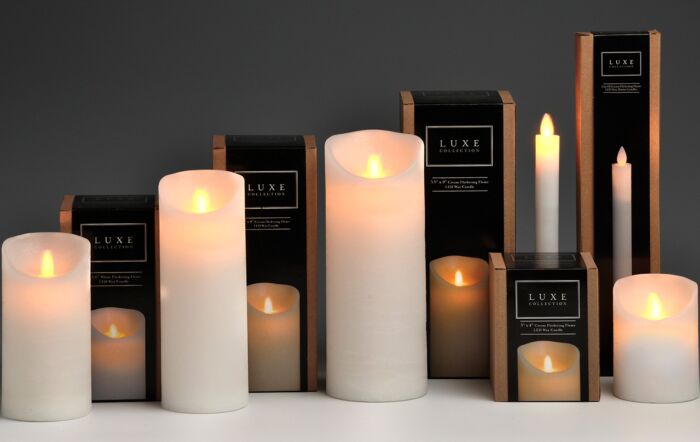 Hill Interiors Luxe Collection 3 x 6 White Flickering Flame LED Wax Candle Set Of 4