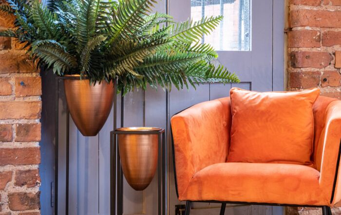 Hill Interiors Large Copper Bullet Planter On Black Frame