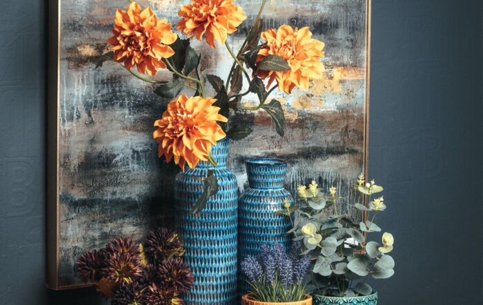 Hill Interiors Large Abstract Grey And Gold Glass Image With Gold Frame