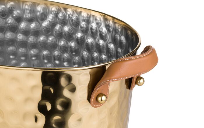 Hill Interiors Brass Large Leather Handled Champagne Cooler