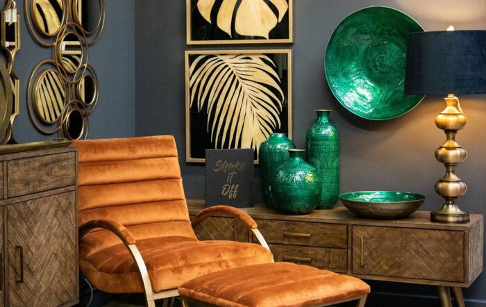 Hill Interiors Aztec Collection Brass Embossed Ceramic Large Bowl