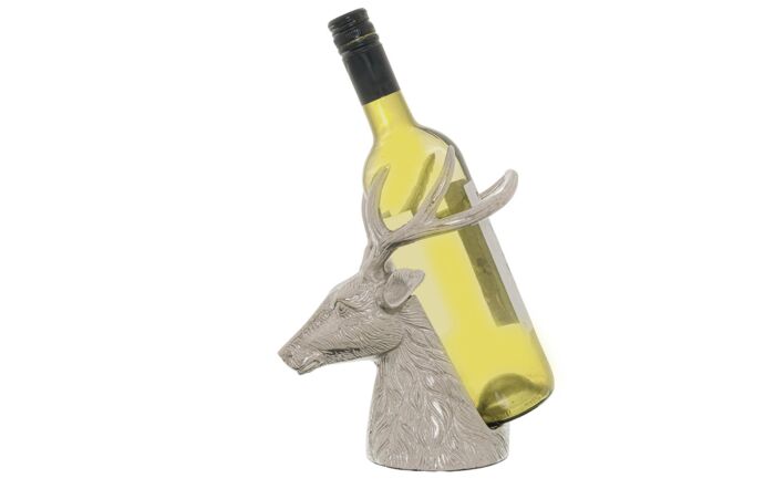 Hill Interiors Silver Stag Wine Bottle Holder