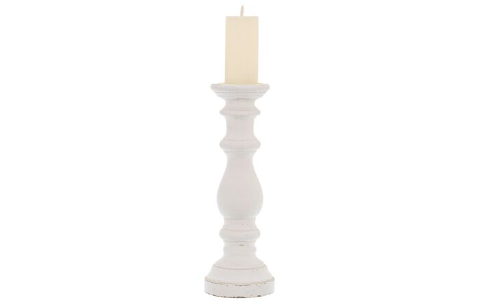 Hill Interiors Matt White Large Ceramic Column Candle Holder