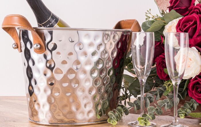 Hill Interiors Silver Leather Handled Champagne Cooler