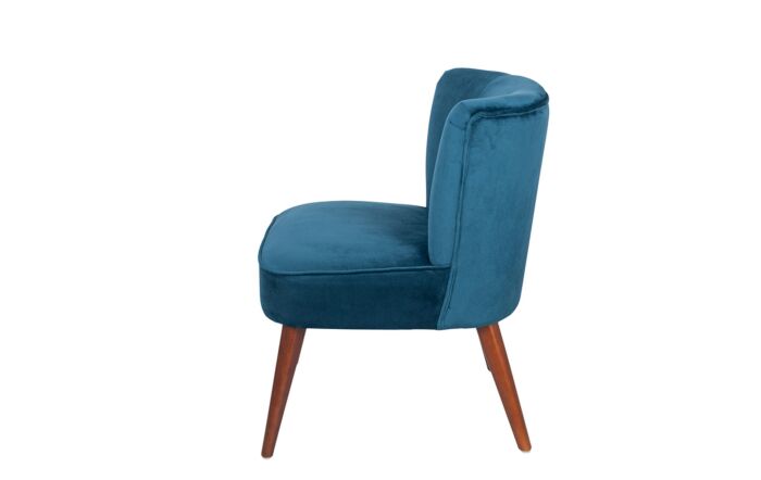 Pacific Lifestyle Positano Sapphire Blue Velvet Retro Cocktail Chair with Walnut Effect Legs