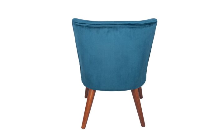 Pacific Lifestyle Positano Sapphire Blue Velvet Retro Cocktail Chair with Walnut Effect Legs