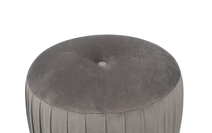 Pacific Lifestyle Bibbiana Dove Grey Velvet Buttoned Cylinder Pouffe