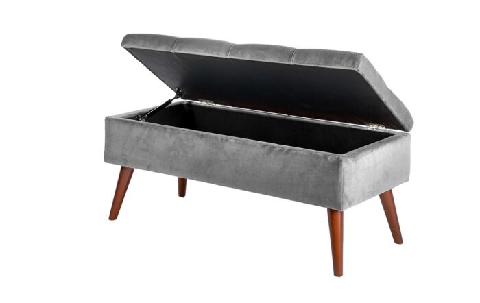 Pacific Lifestyle Pelagia Dove Grey Velvet Buttoned Bench with Storage