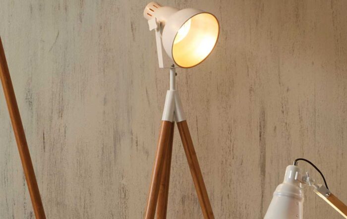 Pacific Lifestyle Larkin White Metal & Natural Wood Tripod Table Film Light