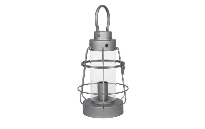 Pacific Lifestyle Filey Grey Metal & Clear Glass Oil Lantern Table Lamp
