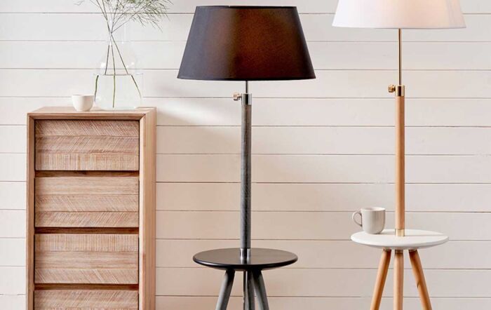 Pacific Lifestyle Malmo Grey Wood & Black Table Floor Lamp