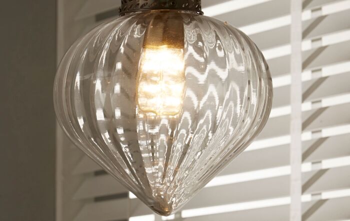 Pacific Lifestyle Gemma Clear Glass and Antique Brass Tear Drop Pendant