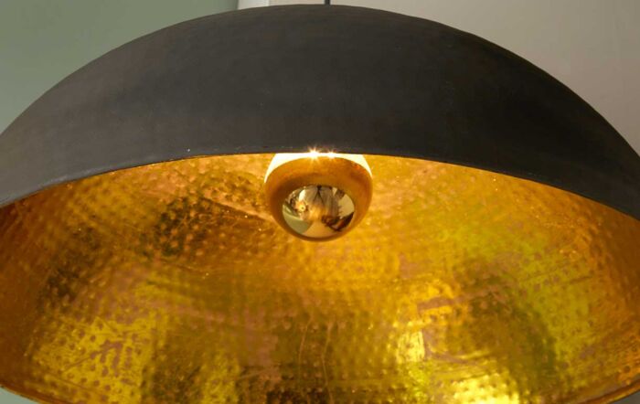 Pacific Lifestyle Anders Matt Black and Gold Leaf Dome Pendant 