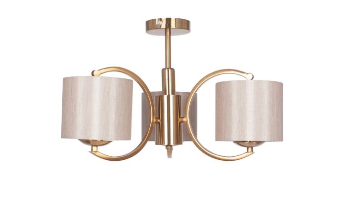 Pacific Lifestyle Arcadia Satin Brass Metal Curved 3 Arm Semi Flush Pendant