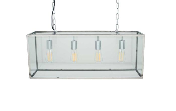 Pacific Lifestyle Llewellyn Silver Metal and Glass Four Bulb Pendant