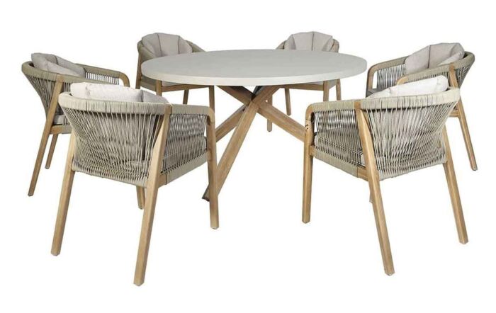 Maze Martinique Rope 6 Seat Round Dining Set