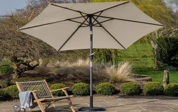 Riva 3m Round Parasol with 25kg Base - Champagne 