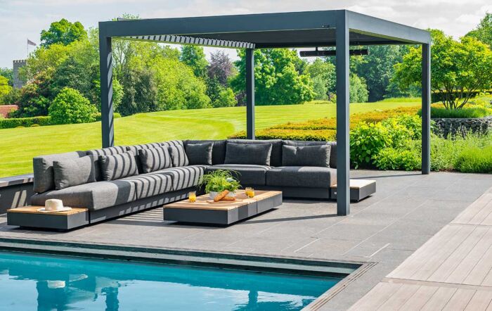 4 Seasons Ibiza Modular Corner Sofa Set with Low Teak Coffee Table 4 Seasons Ibiza Modular Corner Sofa Set with Low Teak Coffee Table