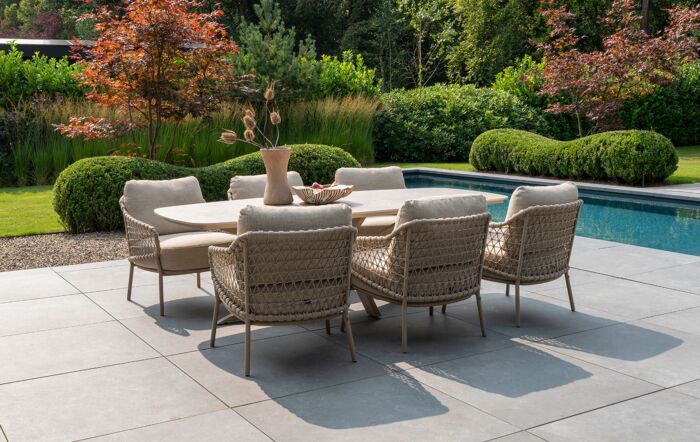 4 Seasons Outdoor Sardinia Garden Low Dining Set with 6 Chairs