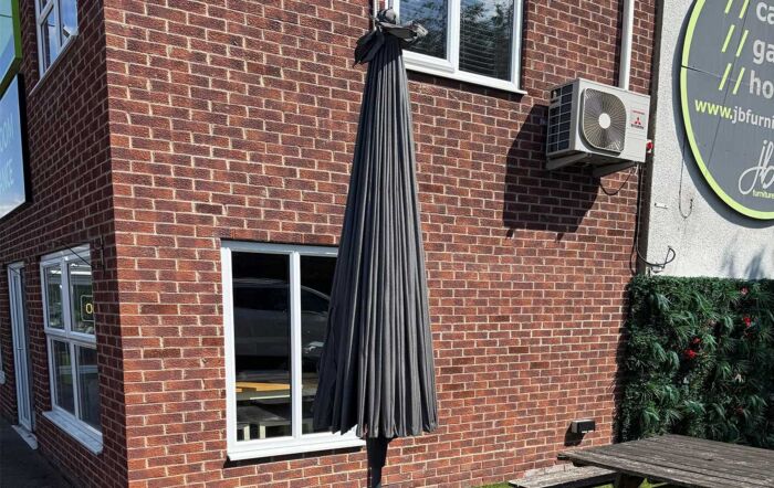 4 Seasons Outdoor Shanghai 3m Round Centre Pole Parasol and 15kg Base - Charcoal