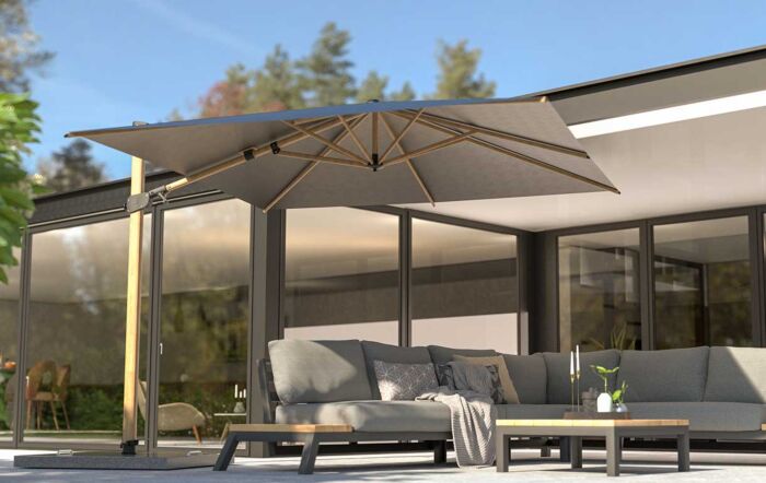 Four Seasons Outdoor Siesta Premium 3m Wood Effect Parasol with 125kg Wheeled Base Four Seasons Outdoor Siesta Premium 3m Wood Effect Parasol with 125kg Wheeled Base