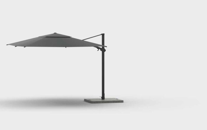 4 Seasons Outdoor Siesta Premium 3m Square Parasol with 125kg Siesta Granite Grey Base With Wheels - Charcoal