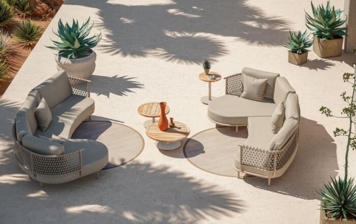 4 Seasons Outdoor Sardinia Double Sofa Set with Volta Tables