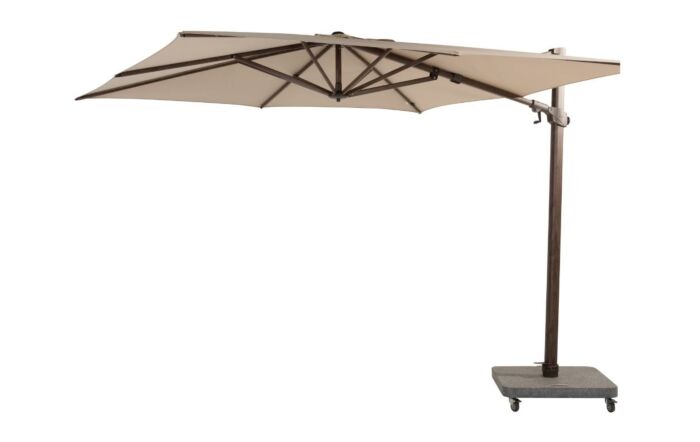 4 Seasons Outdoor Siesta Premium 3mt Square Wenge Parasol with 125kg Granite Base in Beach