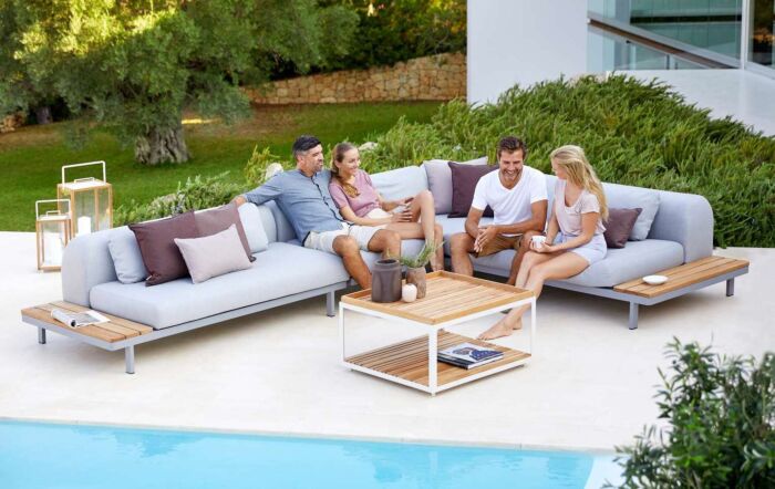 Small Santander Corner sofa with optional extra teak Gabor table Small Santander Corner sofa with optional extra teak Gabor table