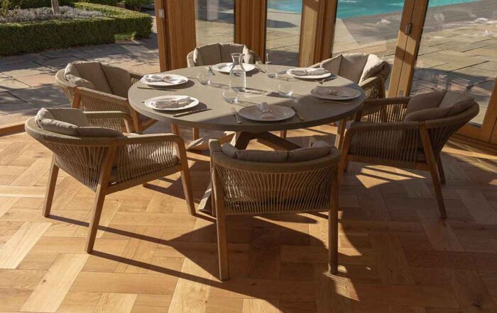 Maze Martinique Rope 6 Seat Round Dining Set